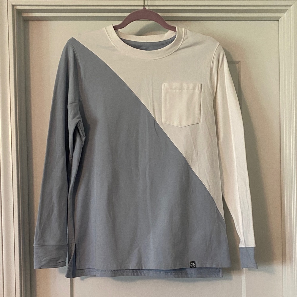 Blue and White Long Sleeve Shirt